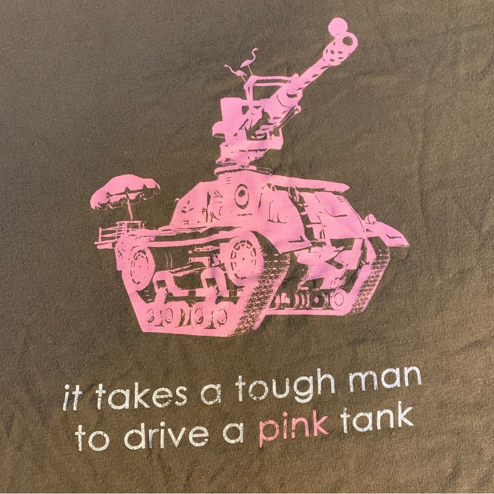 American Apparel Brown Tee with Pink Tank Graphic